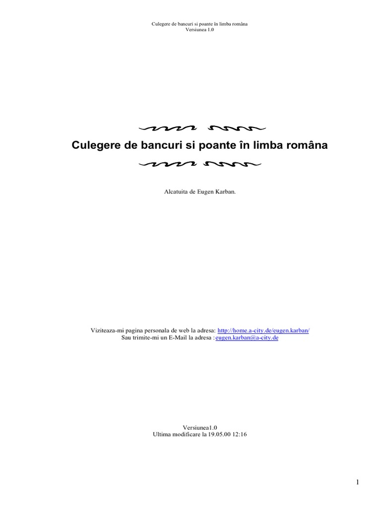 Culegere De Bancuri Romanesti