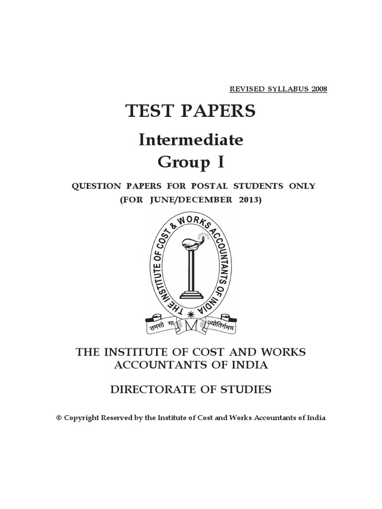 Intermediate Group I Test Papers | PDF | Business | Finance & Money ...