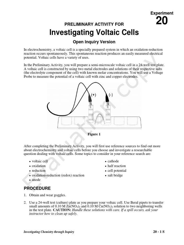 CHEM I 20 Voltaic Cells Open | PDF | Redox | Electrochemistry