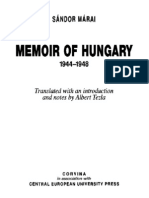 Sandor Marai Memoir of Hungary 1944 1948 PDF