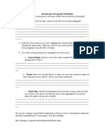Introductory Paragraph Worksheet