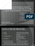 Pengaruh Percepatan Waktu Terhadap Biaya Proyek Rumah Sakit Pura Raharja Surabaya