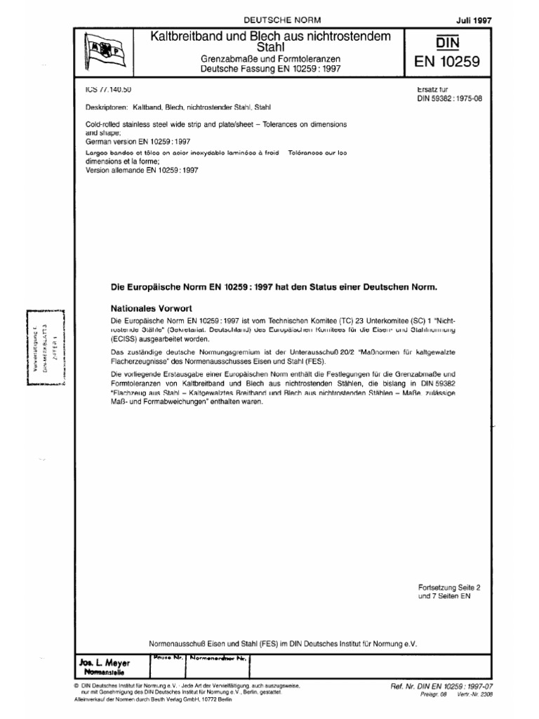 Din en 10259 | PDF