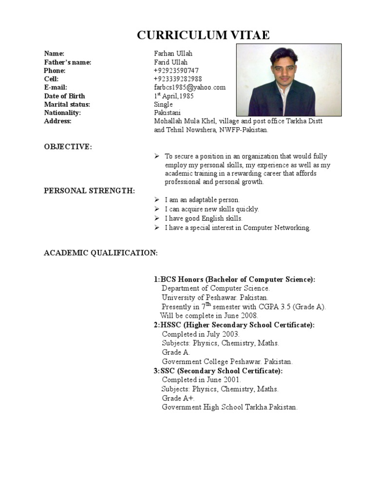 Farhan Cv From Pakistan Computer Network Local Area Network