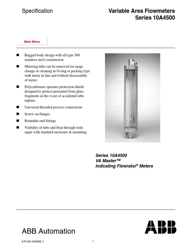 Rotametro ABB | PDF | Pressure | Gases