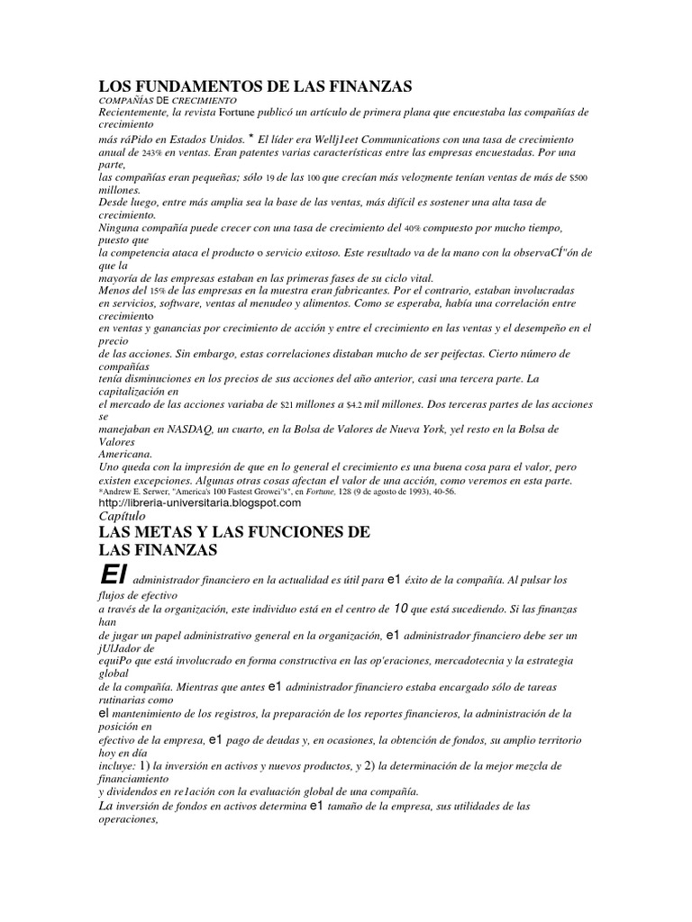 Los Fundamentos de Las Finanzas | PDF | Compartir (Finanzas) | Toma de ...