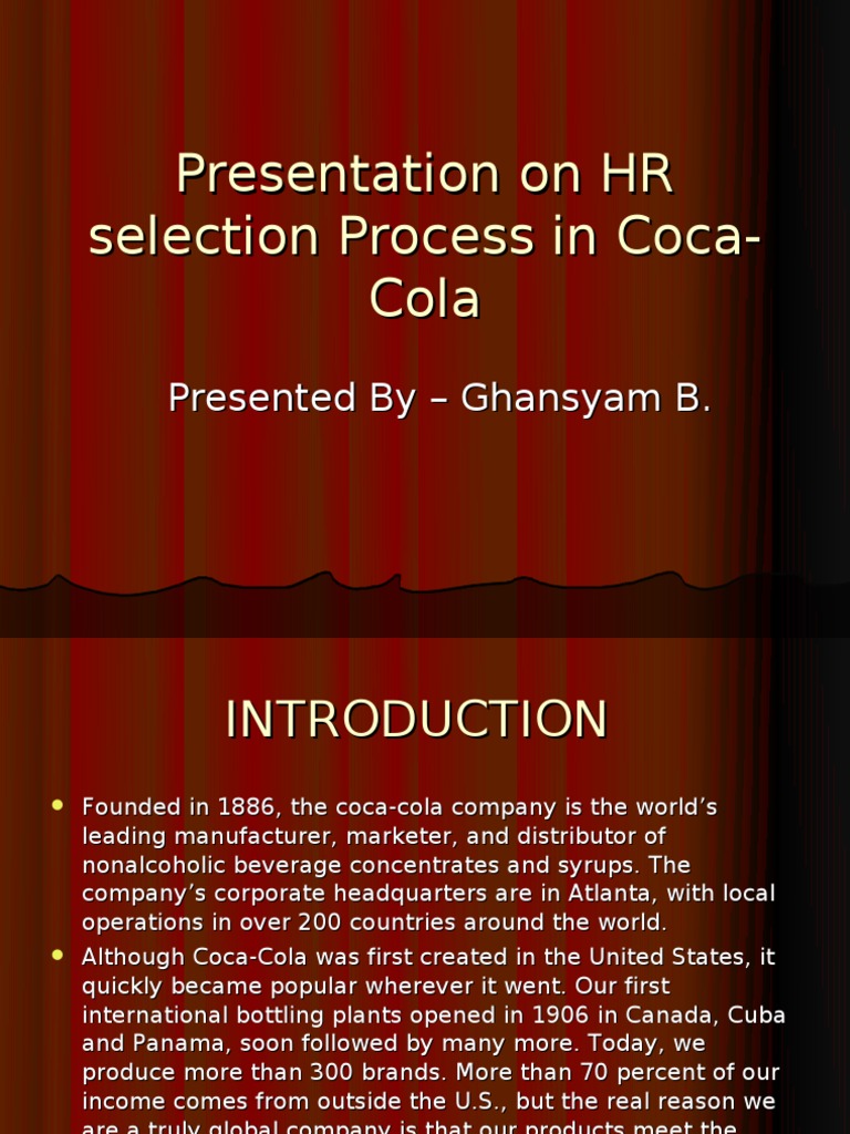 Presentation on HR selection Process in CocaCola