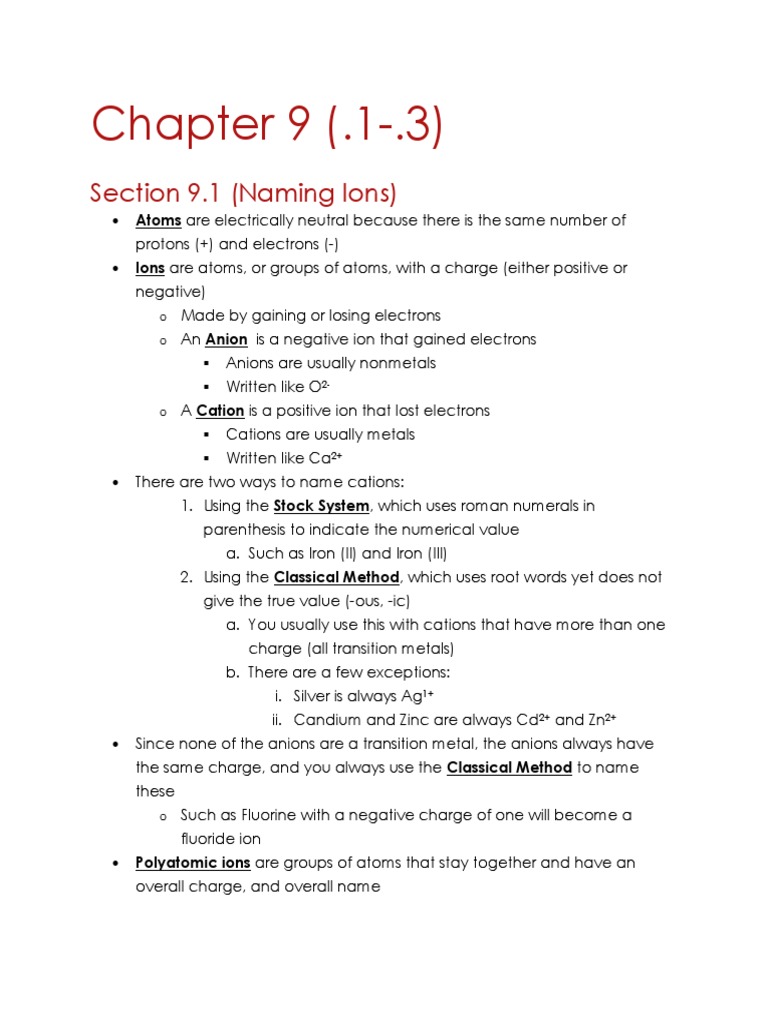 Chemistry - Chapter 9 Study Guide | PDF | Ion | Molecules