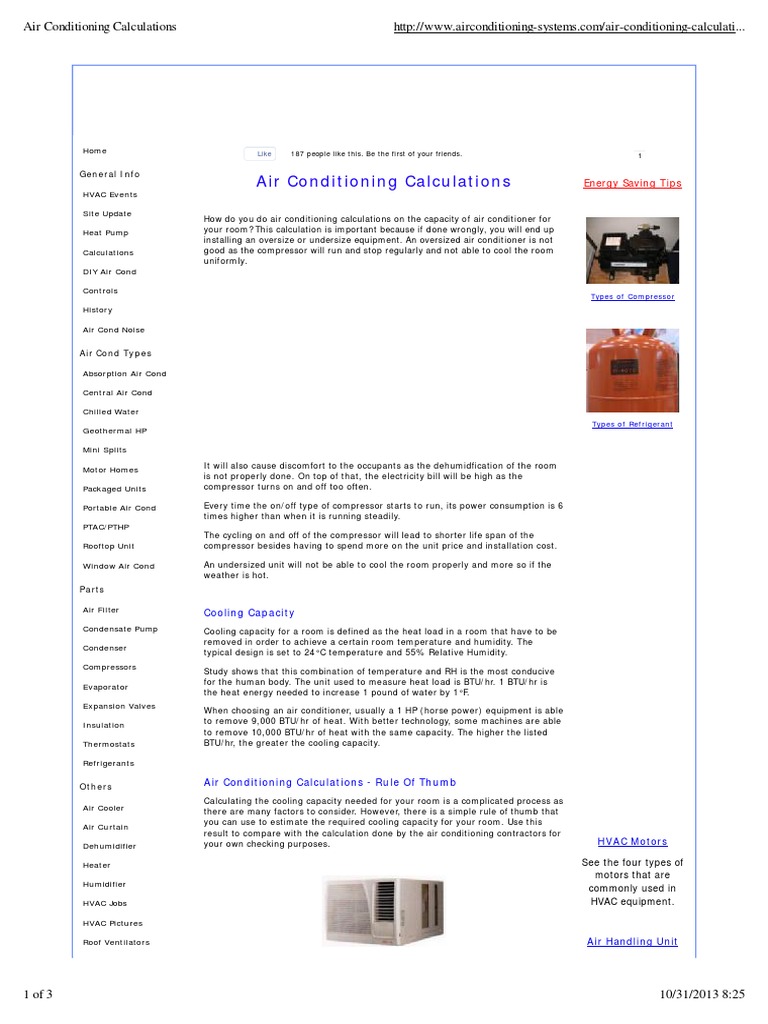 Air Conditioning Calculations | PDF | Air Conditioning | Hvac
