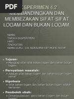 Eksperimen 4.2 Membandingkan Dan Membezakan Sifat-Sifat Logam Dan Bukan Logam