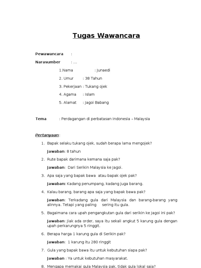 Contoh Makalah Wawancara Pedagang Bakso