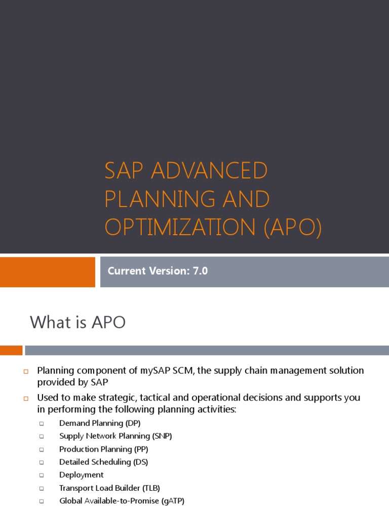 Sap Advanced Planning and Optimization (Apo) Current Version 7.0 PDF