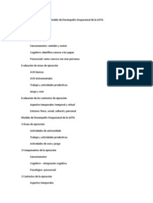 Modelo de Desempeño Ocupacional de La AOTA Begoña | PDF | Terapia  ocupacional | Sicología