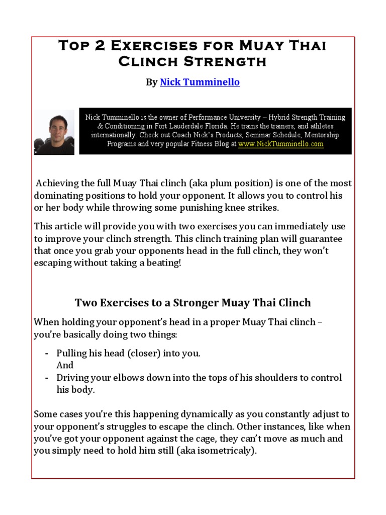 Top 2 Exercises For Muay Thai Clinch Strength PDF Muay Thai Mixed