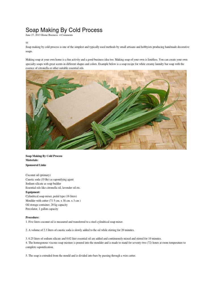 Cold Process Soap Making Guide | PDF