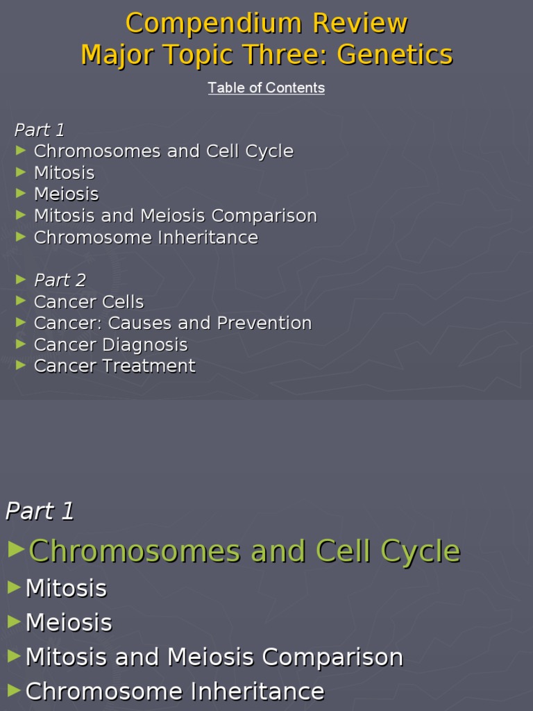Chromosomes and Cell Cycle Mitosis Meiosis Mitosis and Meiosis ...