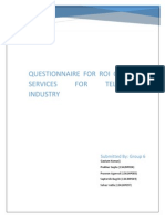 Questionnaire For Roi On 3G Services FOR Telecom Industry