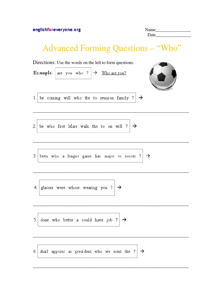 Advanced Question Formation Exercises | PDF