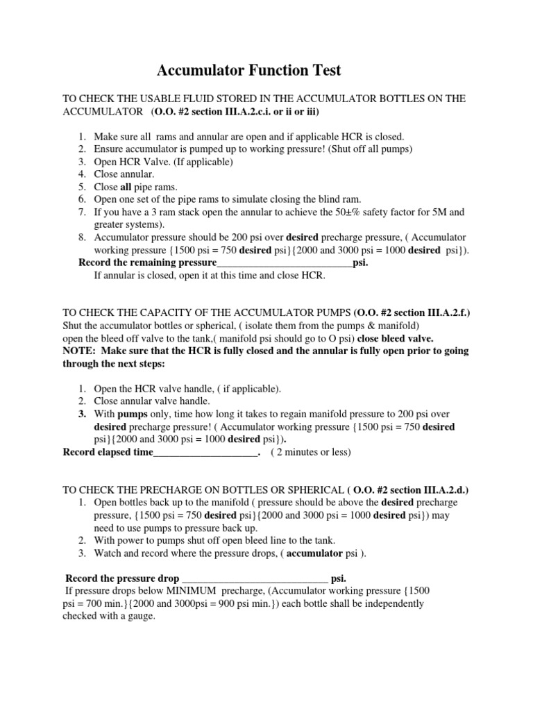 Accumulator Function Test | PDF