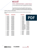 Printer Service Service Codes