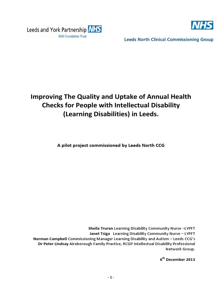Pilot Project Report | PDF | Intellectual Disability | Learning Disability