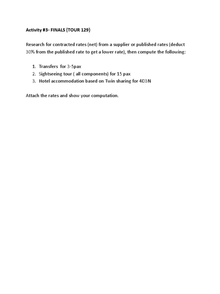 Contracted Rates Calculation for Tours | PDF