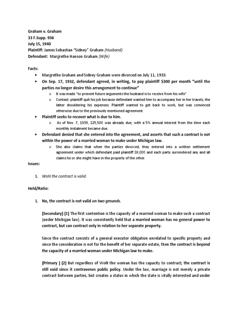 Graham v Graham Public Policy Doctrine Marriage