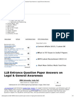 LLB Entrance Question Paper Answers On Legal & General Awareness
