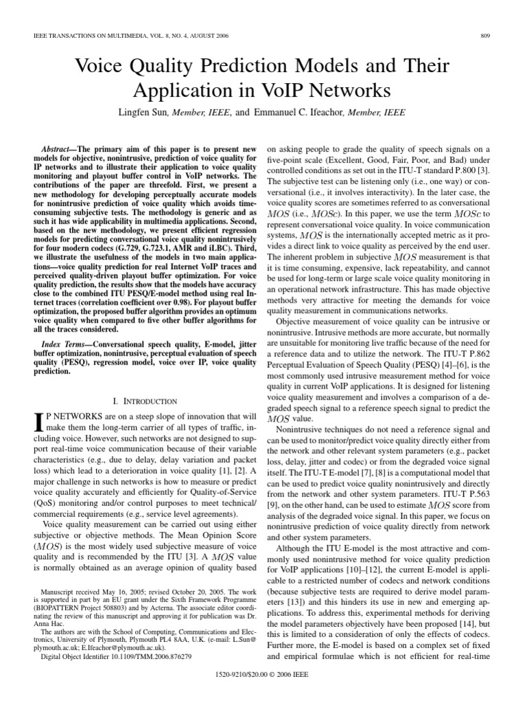 Ieee Paper 1 | PDF | Voice Over Ip | Quality Of Service