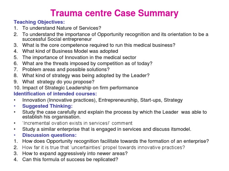 17 How To Analyse TRAUMA CENTRE Case | PDF | Career & Growth | Finance ...