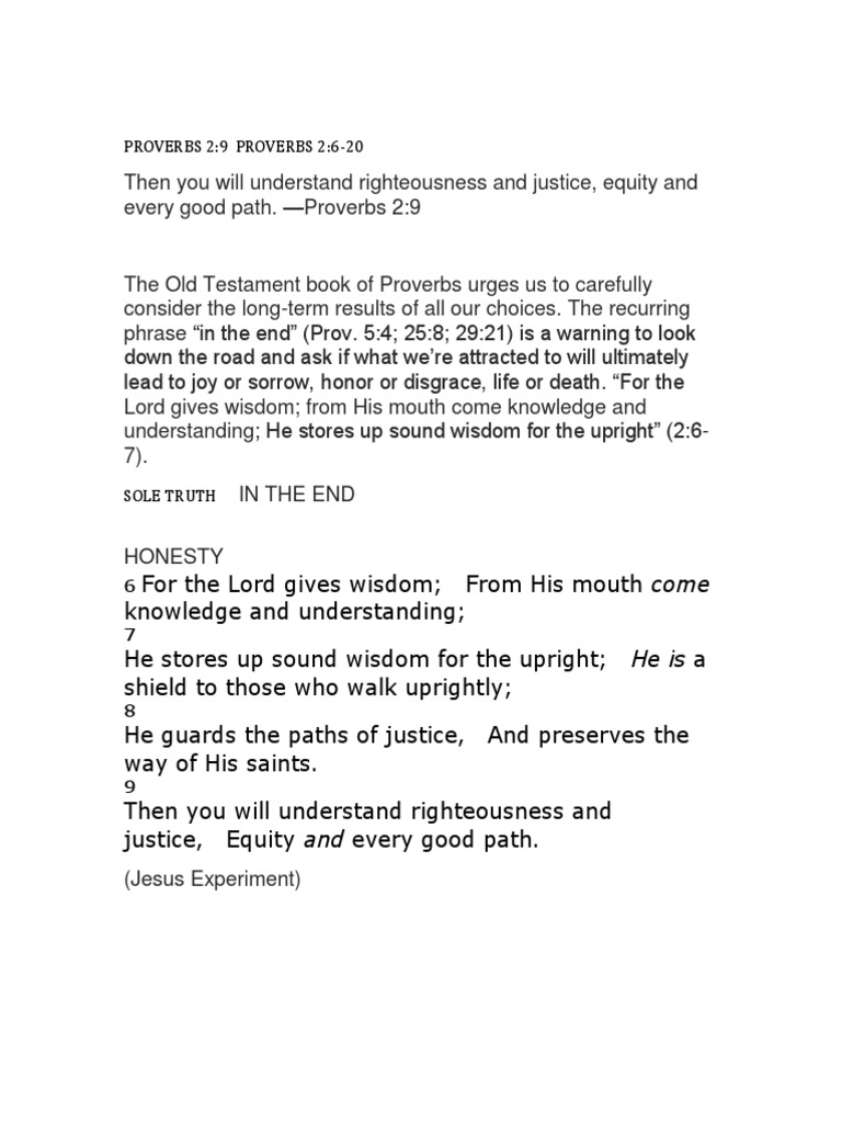 Wisdom and Righteousness in Proverbs | PDF | Foreign Language Studies ...