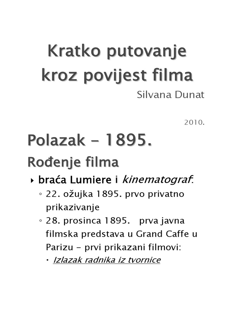 Kratko Putovanje Kroz Povijest Filma 1 | PDF