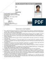 GATE 2014 Exam Admit Card: Examination Centre (6062)