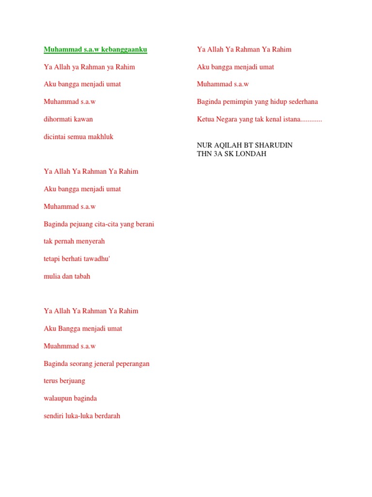 Sajak Maulidurrasul Pdf