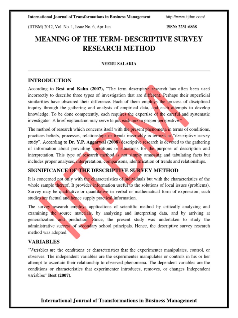 Understanding Descriptive Survey Research | PDF | Scientific Method ...