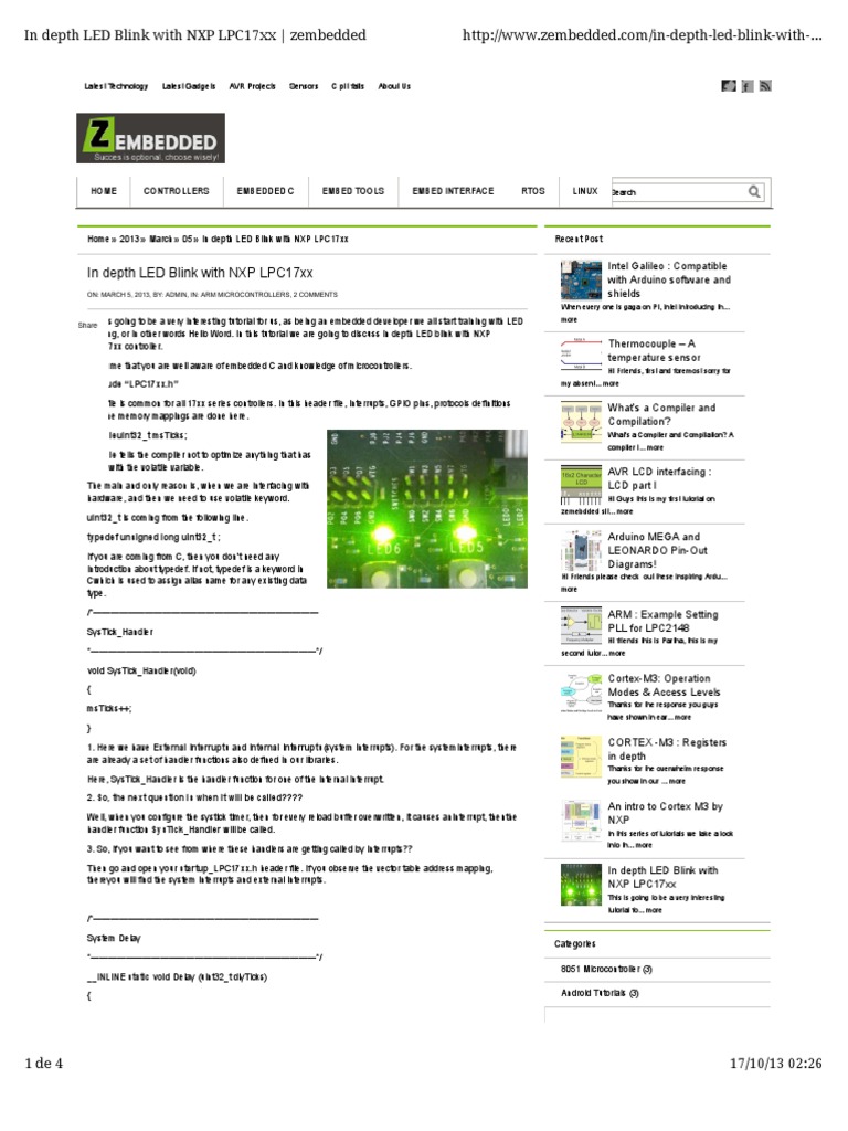 In Depth LED Blink With NXP LPC17xx - Zembedded | PDF | C (Programming ...