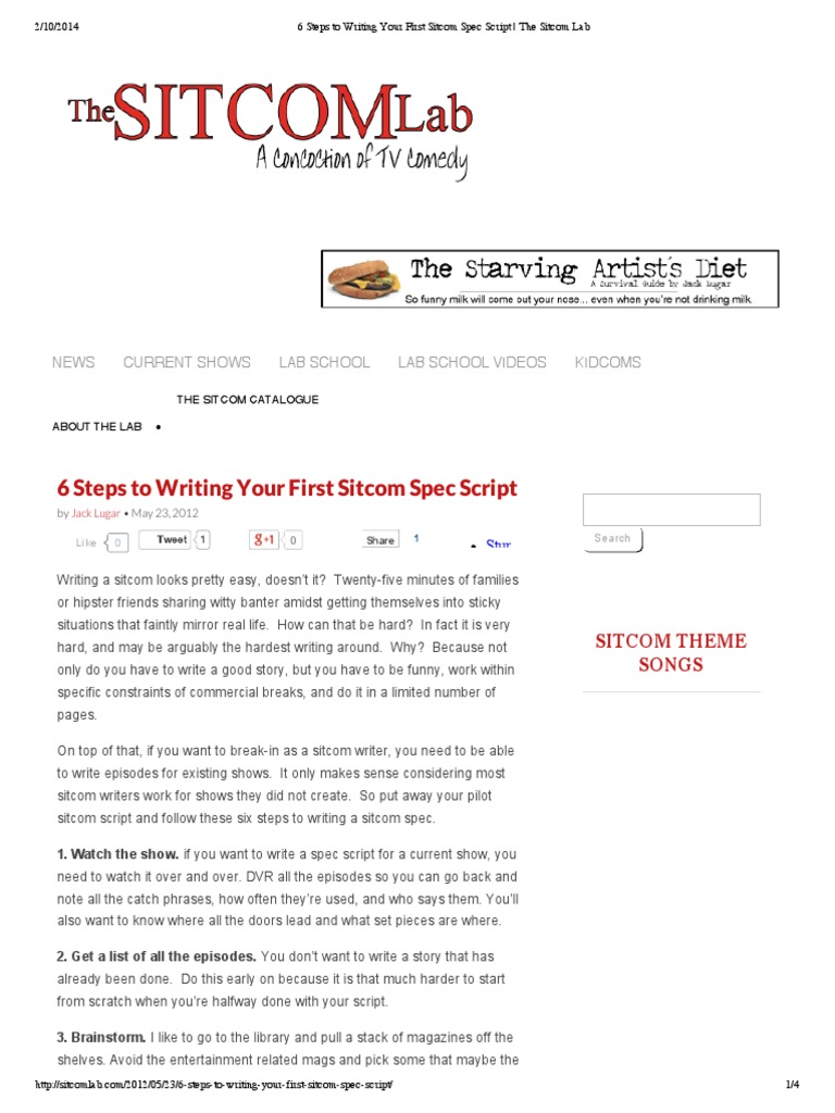 6 Steps To Writing Your First Sitcom | PDF