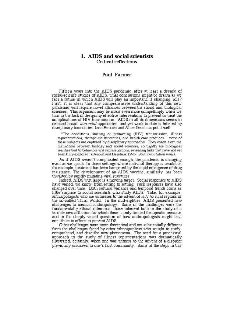 Critical reflections on AIDS and social sciences | PDF | Hiv/Aids ...