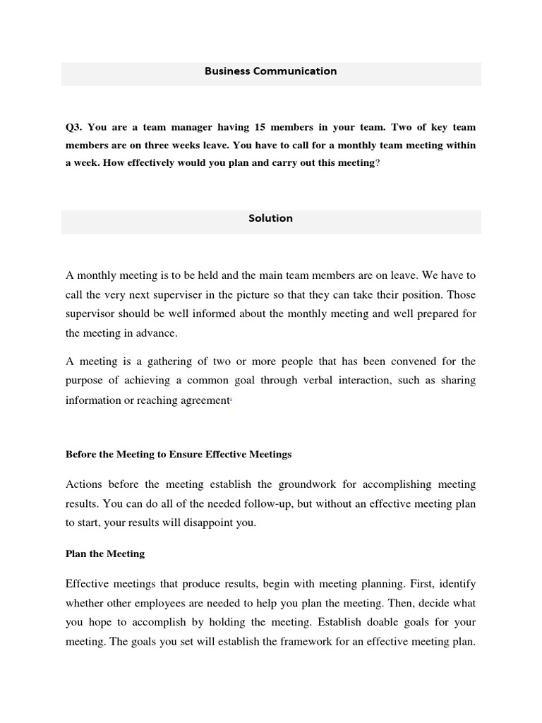 Effective Team Meeting Strategies | PDF | Agenda (Meeting) | Business