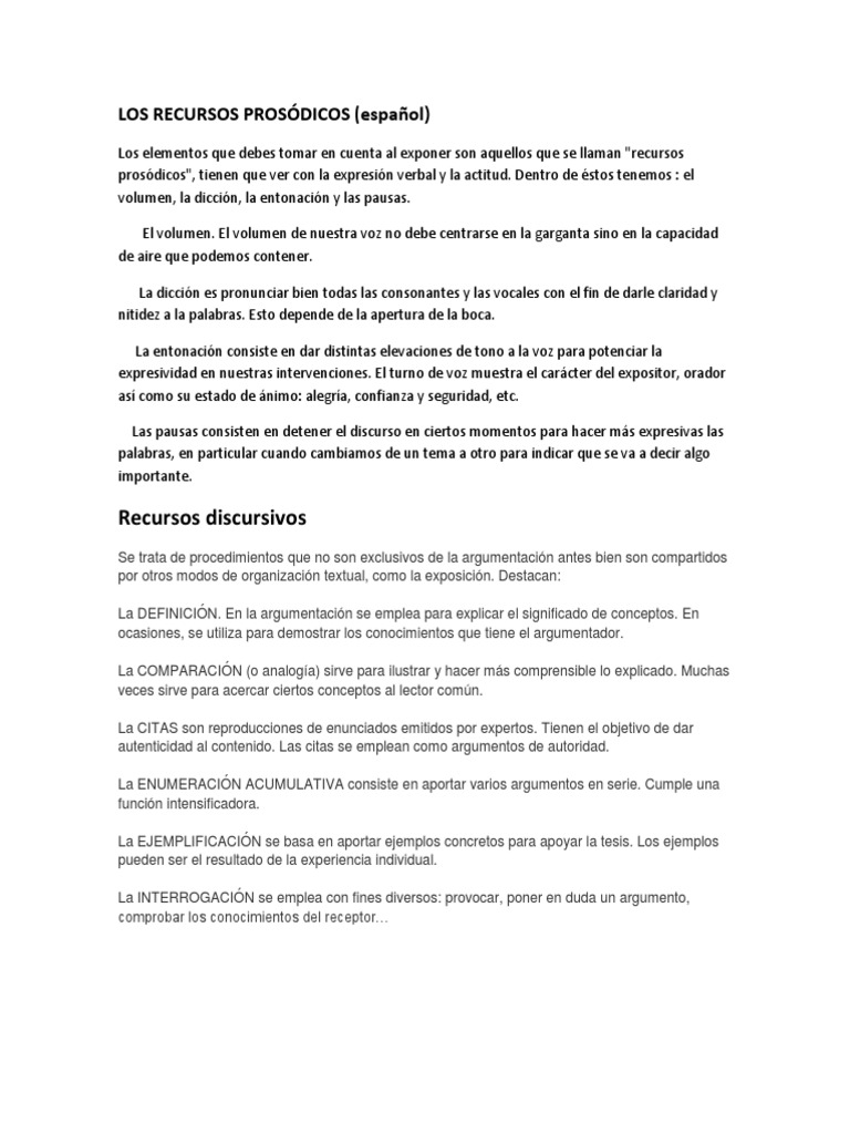 Recursos Prosodicos y Discursivos