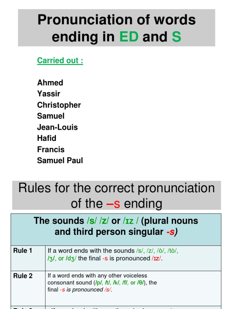 Pronunciation Of Words Ending In And Carried Out English Language Word