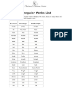 Irregular Verbs List: Base Form Past Simple Past Participle