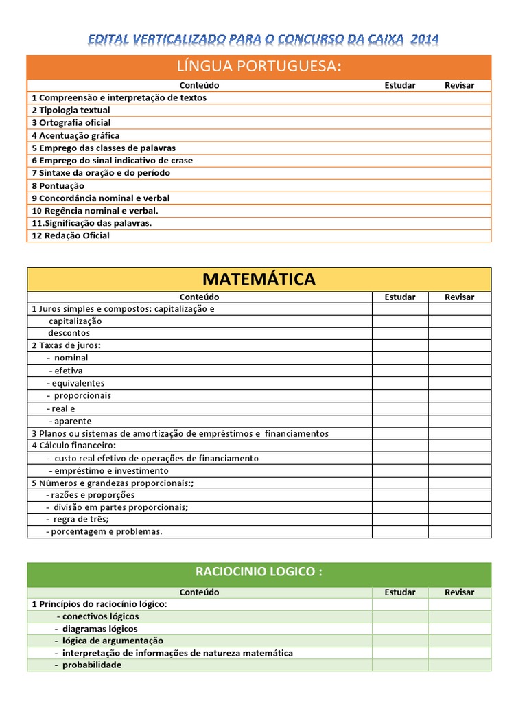 EDITAL VERTICALIZADO PARA O CONCURSO DA CAIXA ECONOMICA 2014.pdf | Setor Terciário da Economia ...