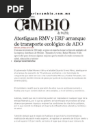 29-05-2013 Diario Matutino Cambio de Puebla - Atestiguan RMV y ERP arranque de transporte ecológico de ADO.pdf
