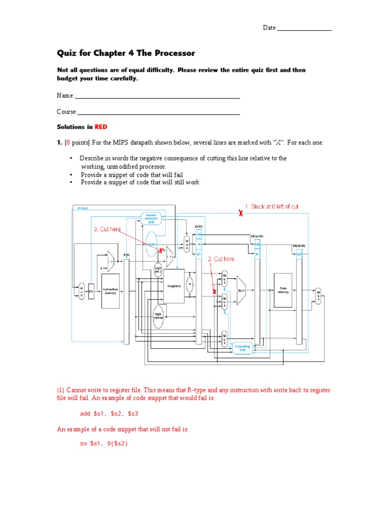 Chapter 4 Processor Quiz Solutions | PDF | Computers