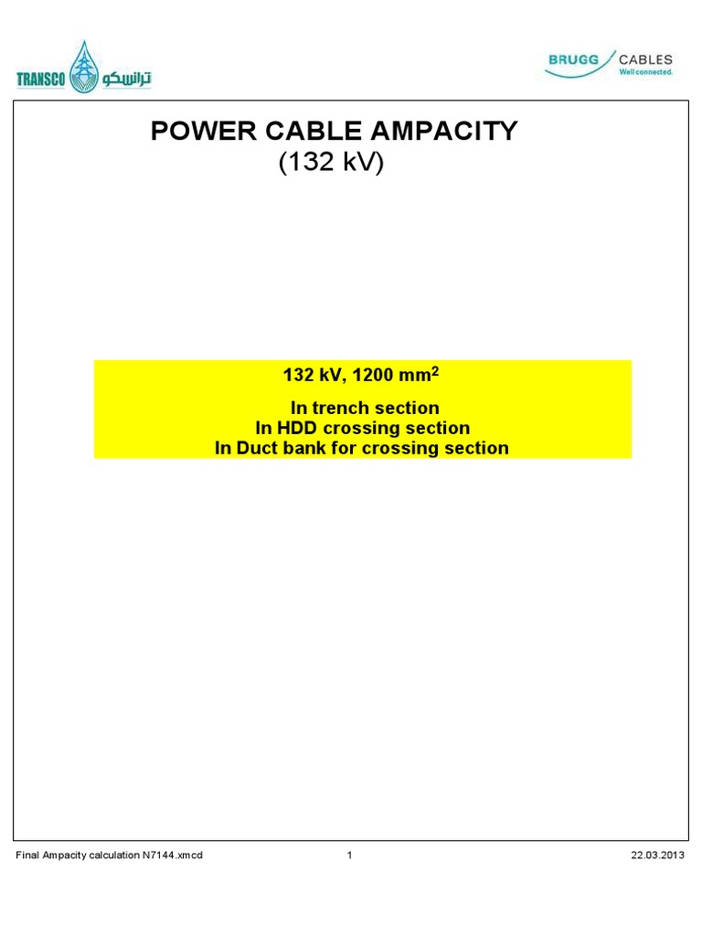 132 kV Power Cable Ampacity Analysis | PDF | Electrical Resistivity And ...