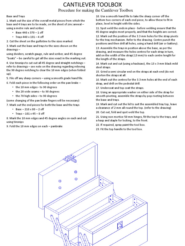 Cantilever Toolbox Construction Guide | PDF | Sheet Metal | Industrial ...