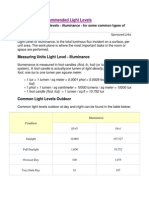 Illuminance - Recommended Light Levels