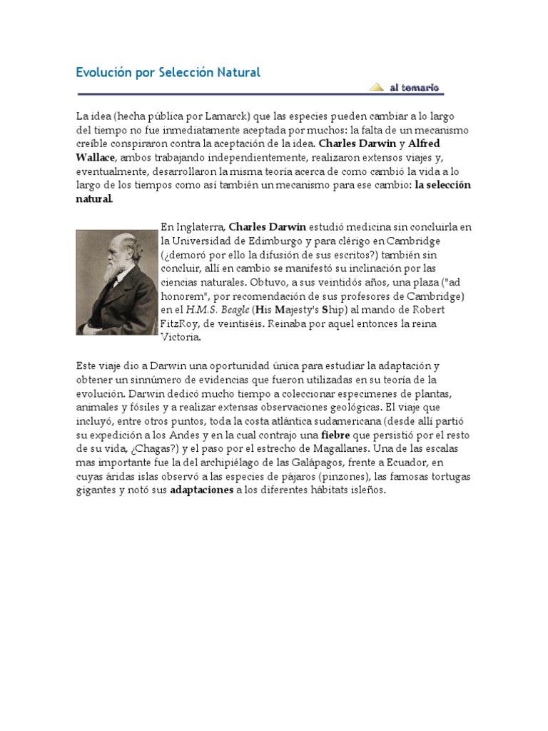 Darwin y Wallace: Evolución y Selección Natural | PDF | Charles Darwin ...
