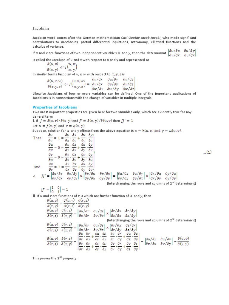 Properties of the Jacobian Matrix | PDF